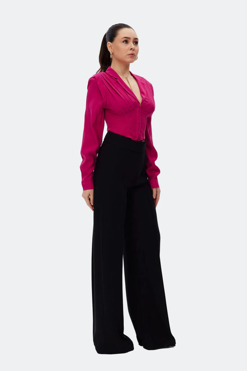 Raspberry Pleated Corset Blouse