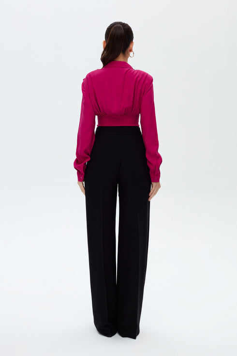 Raspberry Pleated Corset Blouse