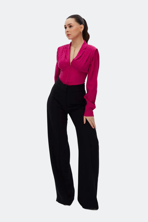 Raspberry Pleated Corset Blouse