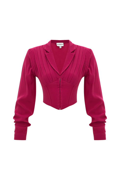 Raspberry Pleated Corset Blouse