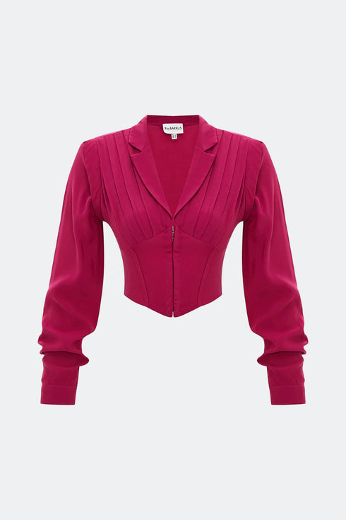 Raspberry Pleated Corset Blouse