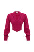 Raspberry Pleated Corset Blouse