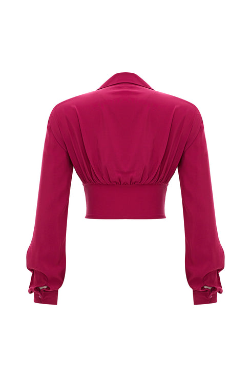 Raspberry Pleated Corset Blouse