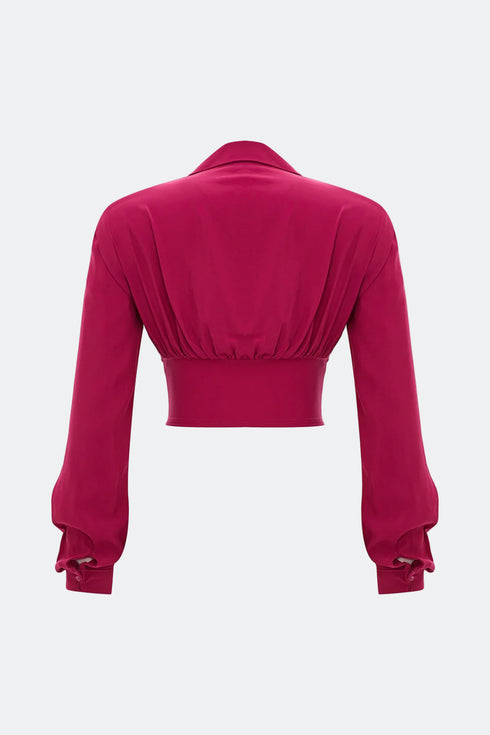 Raspberry Pleated Corset Blouse