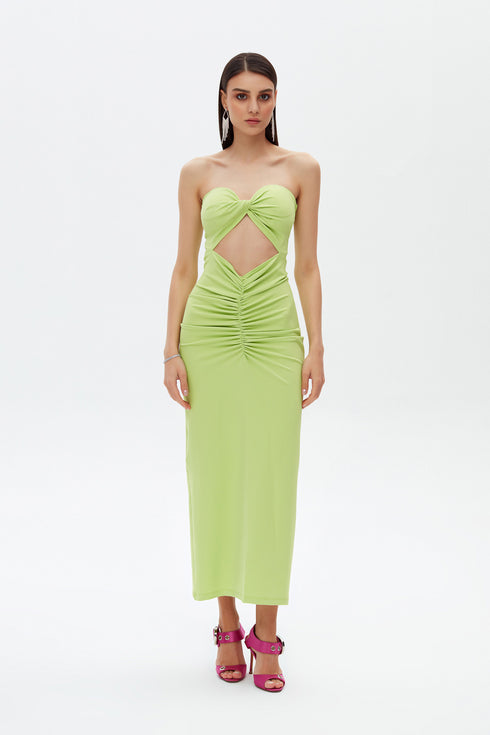 Light lime chest slit detail dress