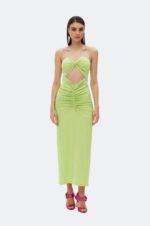 Light lime chest slit detail dress
