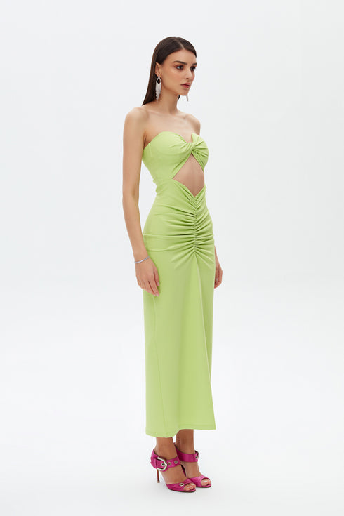 Light lime chest slit detail dress