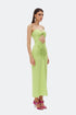 Light lime chest slit detail dress