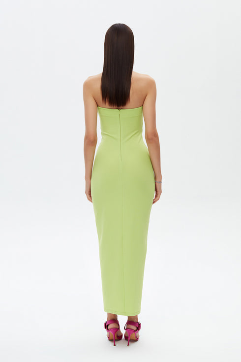 Light lime chest slit detail dress