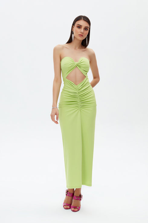 Light lime chest slit detail dress