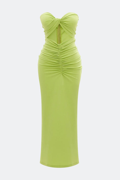 Light lime chest slit detail dress