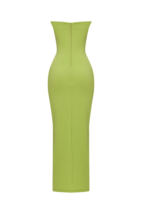 Light lime chest slit detail dress