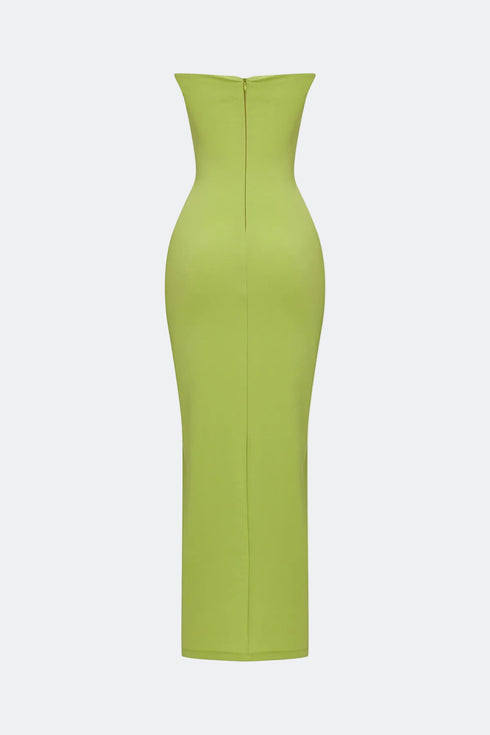 Light lime chest slit detail dress