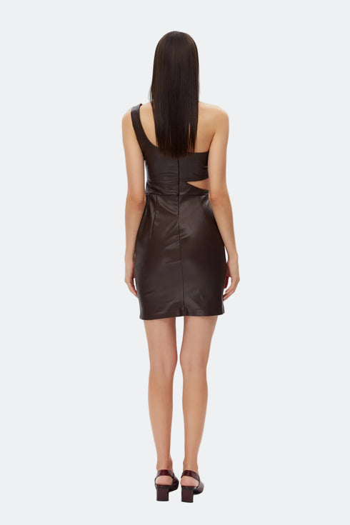 Bistre cut out vegan leather mini dress