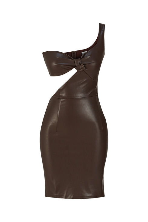 Bistre cut out vegan leather mini dress