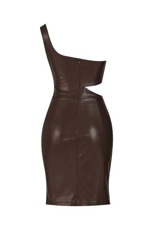 Bistre cut out vegan leather mini dress