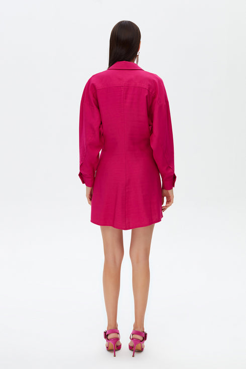 Fuchsia shirt mini dress