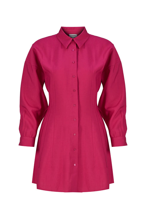 Fuchsia shirt mini dress