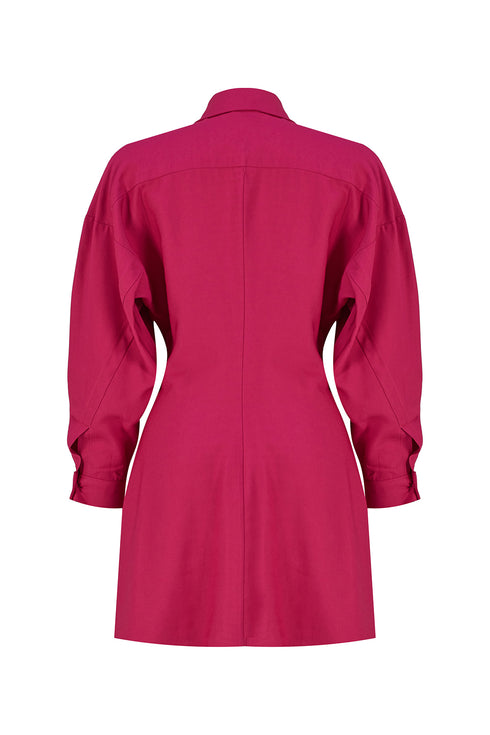 Fuchsia shirt mini dress
