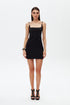 Black square neck bodycon mini dress