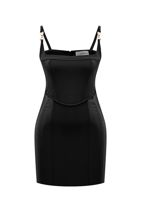 Black square neck bodycon mini dress