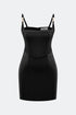 Black square neck bodycon mini dress
