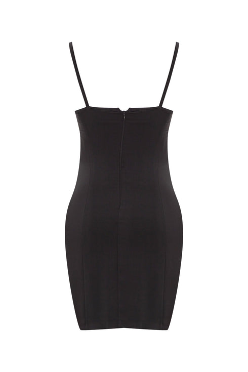 Black square neck bodycon mini dress