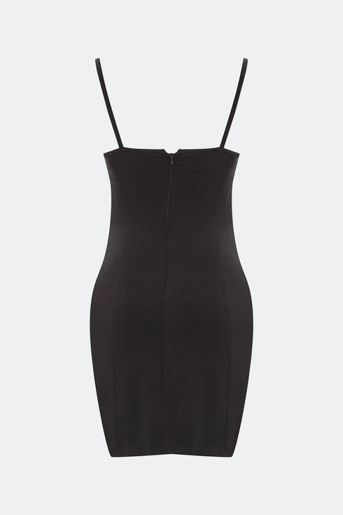 Black square neck bodycon mini dress