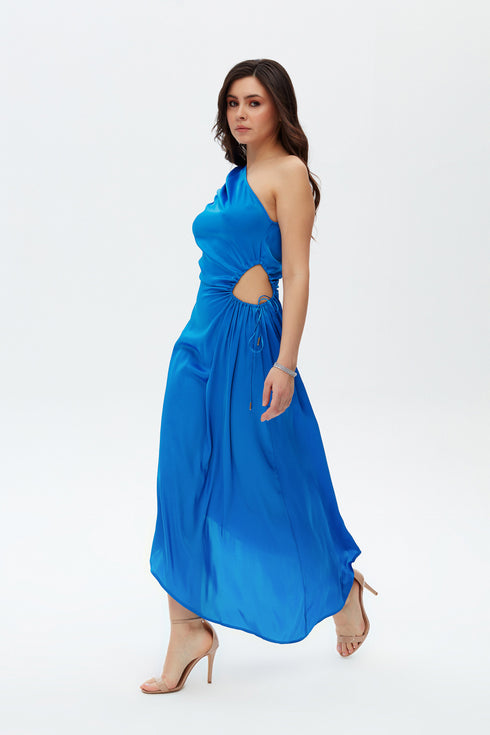 Drape Detailed Cut Out Long Dress