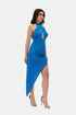 Cross Halter Side Drape Dress
