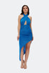Cross Halter Side Drape Dress