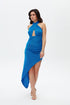 Cross Halter Side Drape Dress