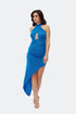 Cross Halter Side Drape Dress