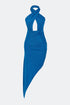 Cross Halter Side Drape Dress