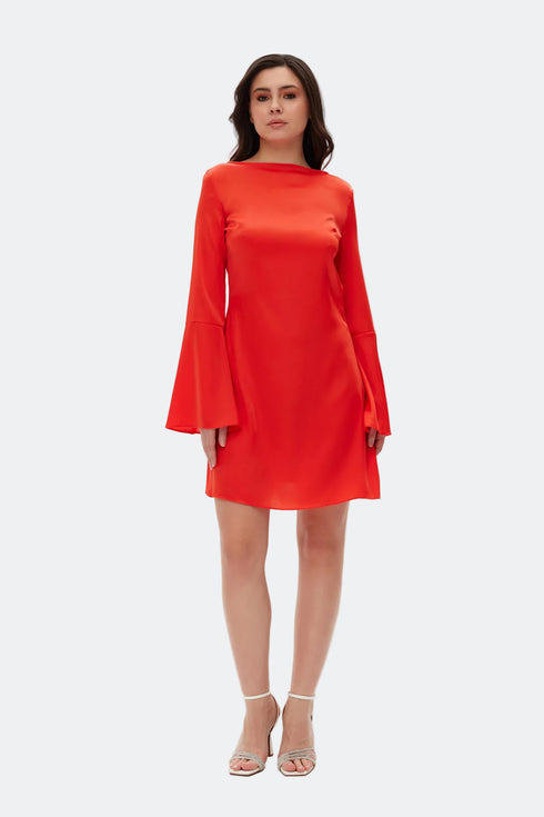 Back Detailed Mini Satin Dress