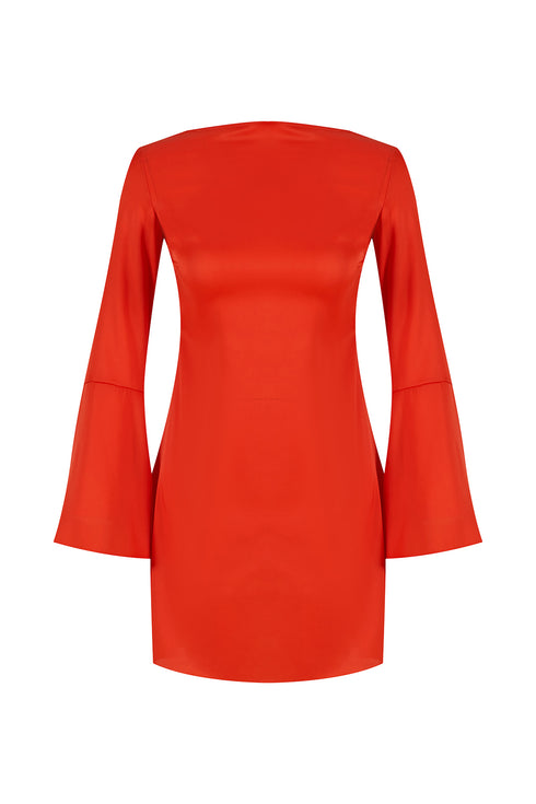 Back Detailed Mini Satin Dress