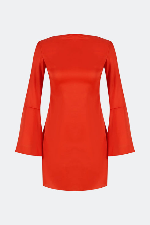 Back Detailed Mini Satin Dress