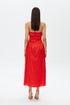 Safety Orange Chain Detailed Satin Dress