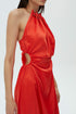 Safety Orange Chain Detailed Satin Dress