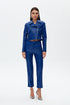 Egyptıan blue zipper detailed crop jacket
