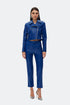 Egyptıan blue zipper detailed crop jacket