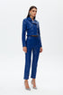 Egyptıan blue zipper detailed crop jacket