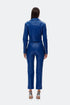 Egyptıan blue zipper detailed crop jacket
