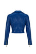 Egyptıan blue zipper detailed crop jacket