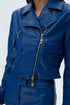 Egyptıan blue zipper detailed crop jacket