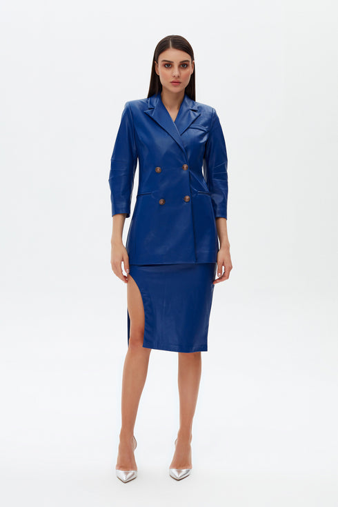 Egyptian blue double- breasted jacket