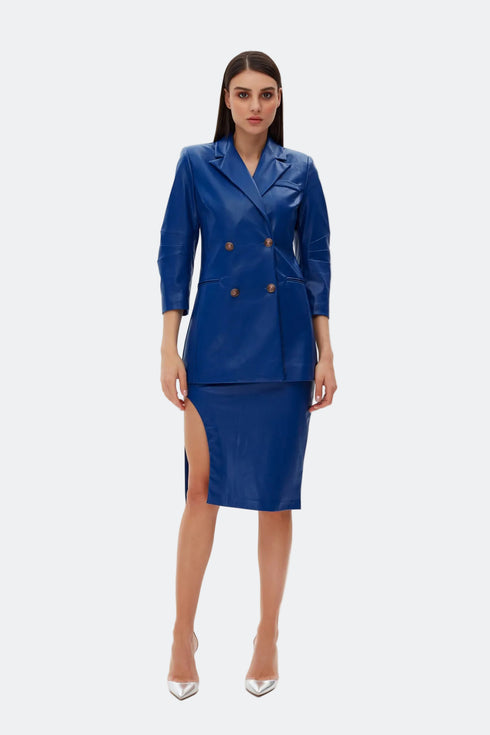 Egyptian blue double- breasted jacket