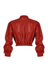 Firebrick vegan leather bomber crop jacket