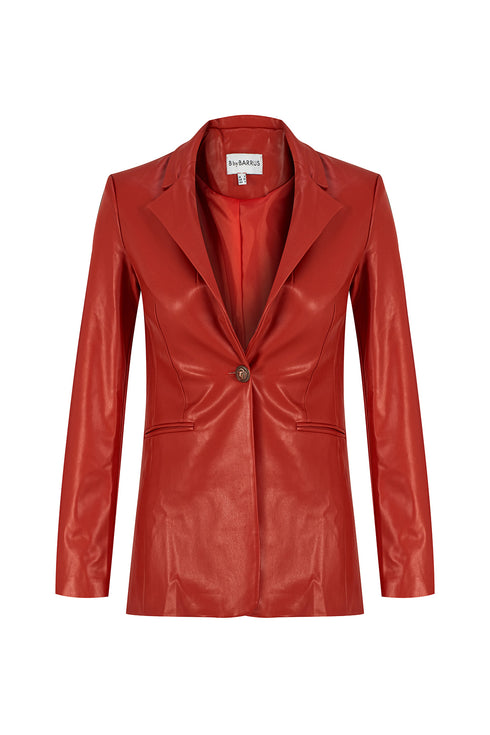 Firebrick vegan leather jacket