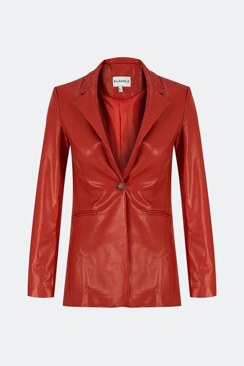 Firebrick vegan leather jacket
